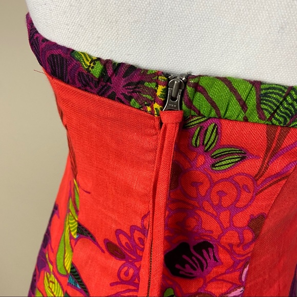 Nanette Lepore Red Strapless Tropical Dress 2 - Picture 6 of 9